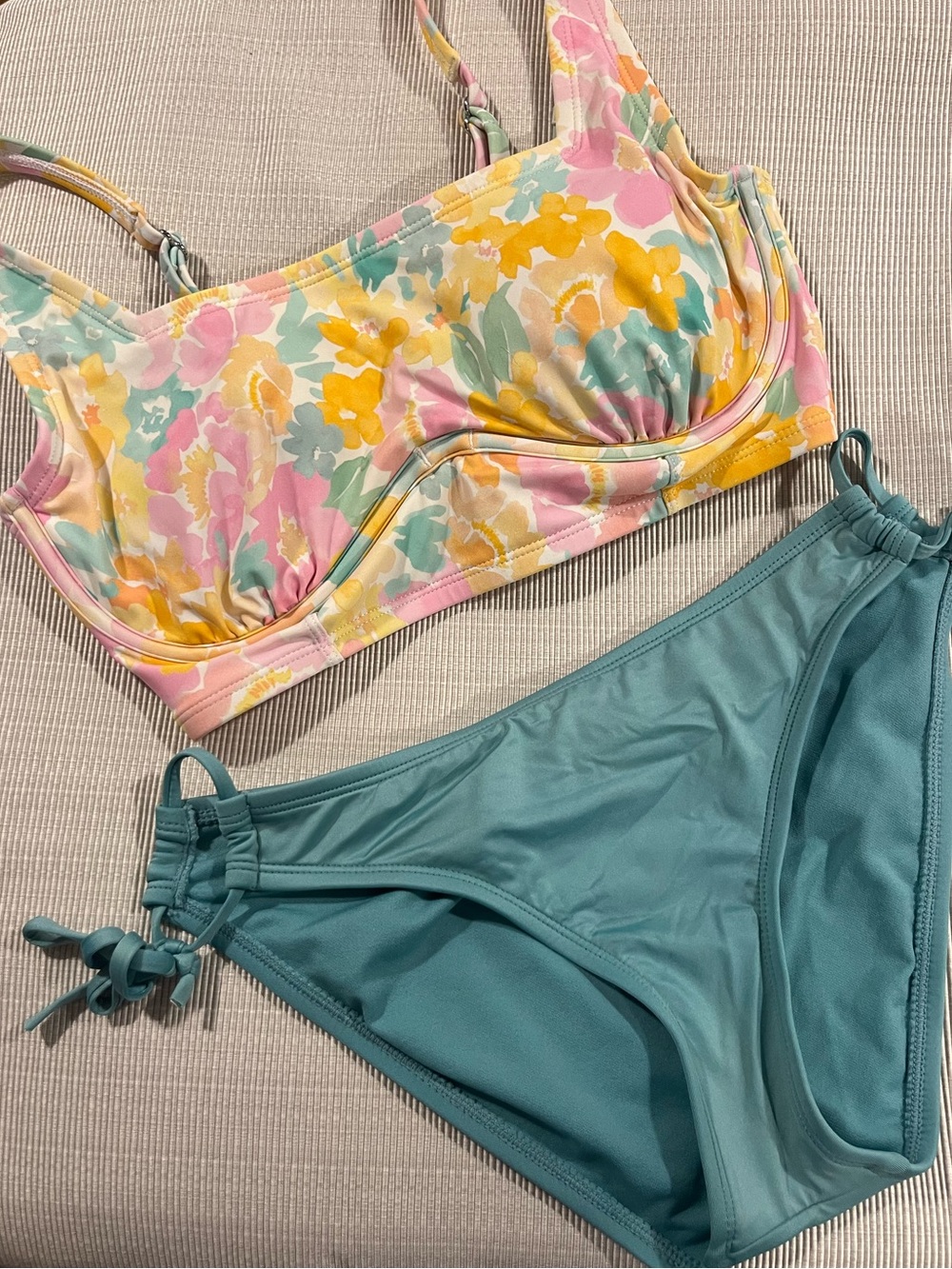 Coordinated Floral Bikini Set | Wild Fable Floral Top & Sea & Shore Aqua Bottoms